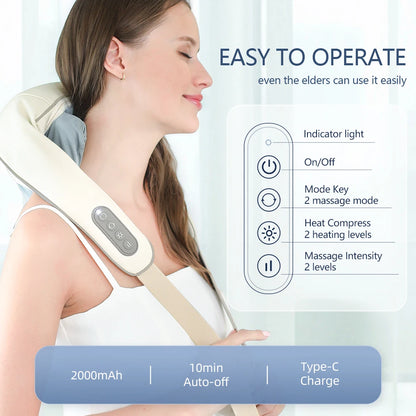 Wireless Neck & Back Massager Relaxing Massage For Ultimate Relief