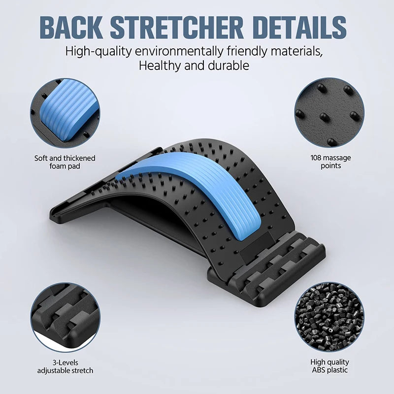 Adjustable Magnetotherapy Back Stretcher - Multi-Level Lumbar & Cervical Pain Relief