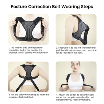 Posture Corrector Pro Adjustable Back and Shoulder Brace for Home, Office, and Sports